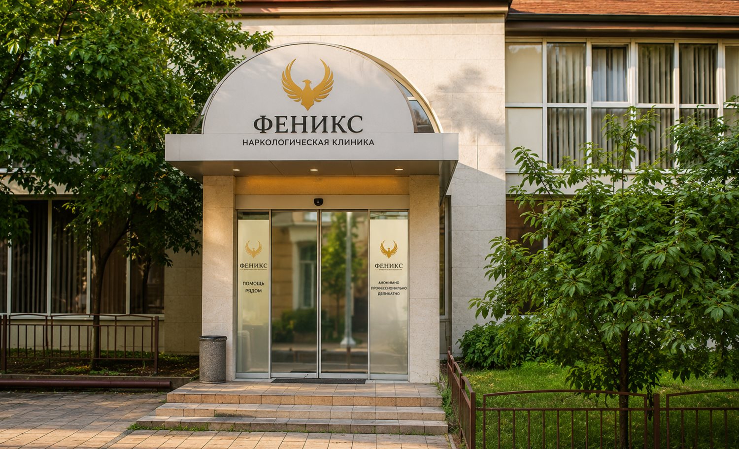 Вход в наркологическую клинику «Феникс» в Боровичах